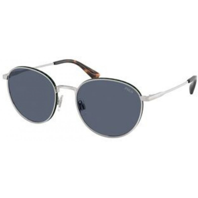 Sunglasses Polo PH 3163 908887 Brushed Silver / Dark Blue Policarbonate Standard 53mm
