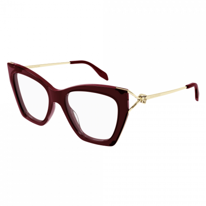 Eyeglasses Alexander McQueen AM 0376 O- 003 Burgundy / Transparent Gold 51mm