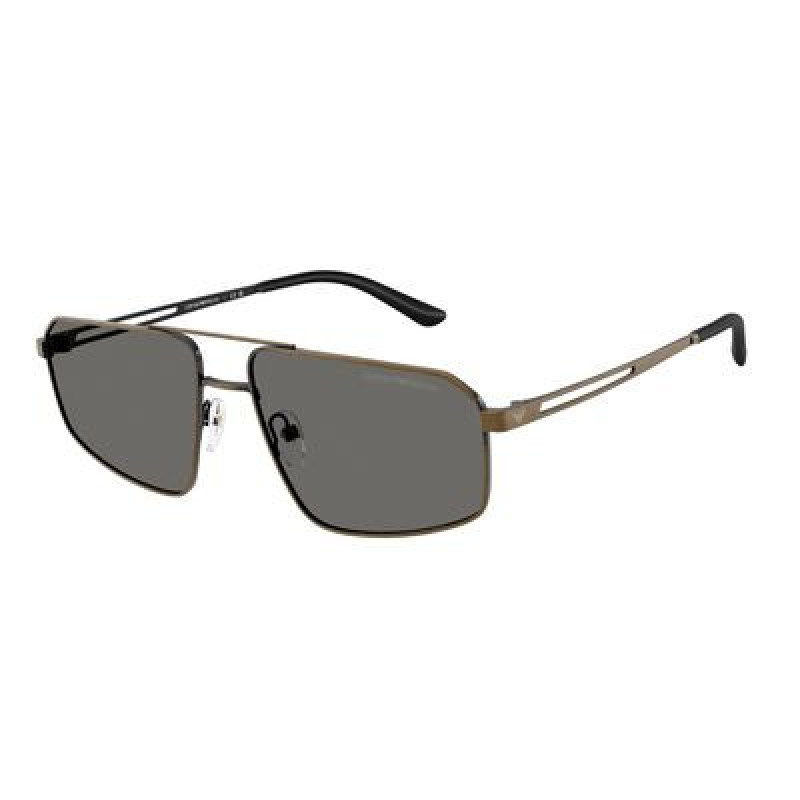 Sunglasses Emporio Armani EA 2173 327087 Brushed Matte Antique Gold / Grey Policarbonate Standard 59mm