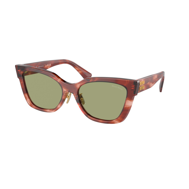Sunglasses Miu MU 02 ZS 12Q60D Striped Garnet / Green Mirror Internal Silver Polyamide Standard