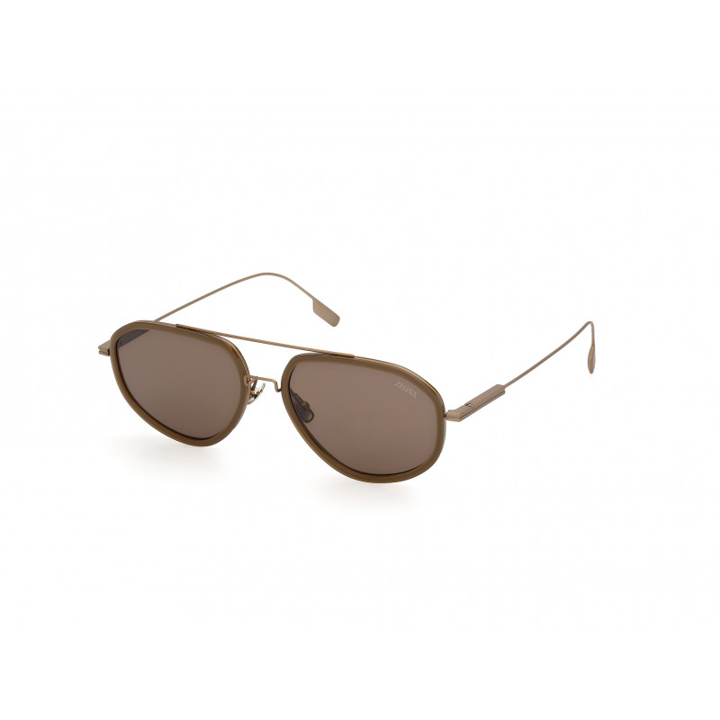 Sunglasses Zegna EZ 0305 98E Shiny Dark Green / Matte Light Bronze 56mm