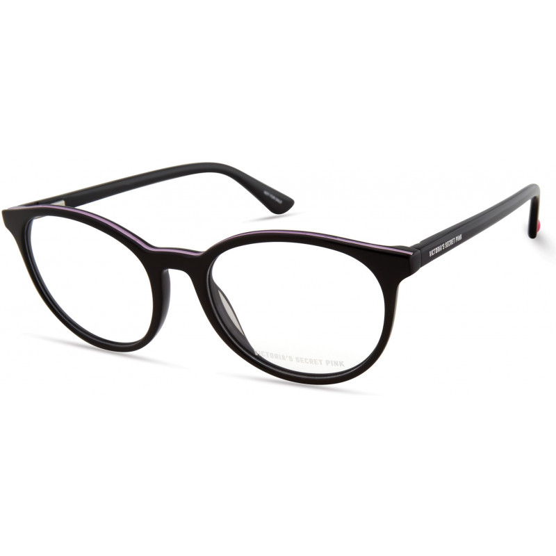Eyeglasses Pink PK 5019 001 Solid Black With Epoxy On Rim Top W/Heart Temple In
