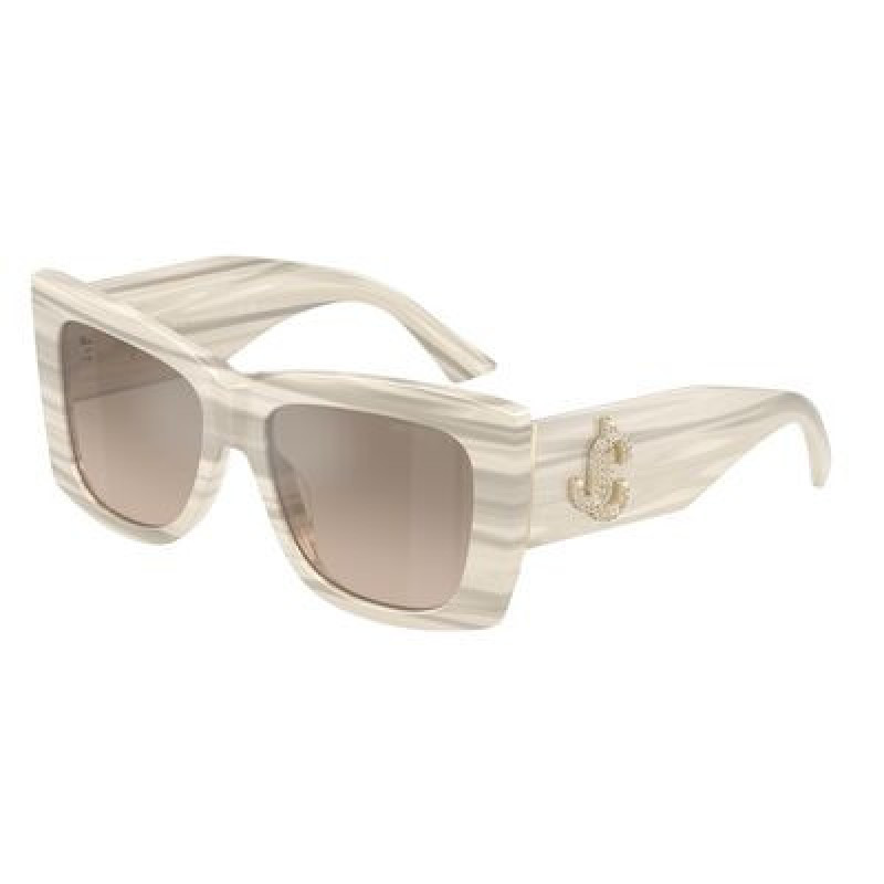 Sunglasses Jimmy Choo JC 5036 BF 50656I Striped White / Brown Grad Grey Mirror Silver Polyamide Standard 54mm