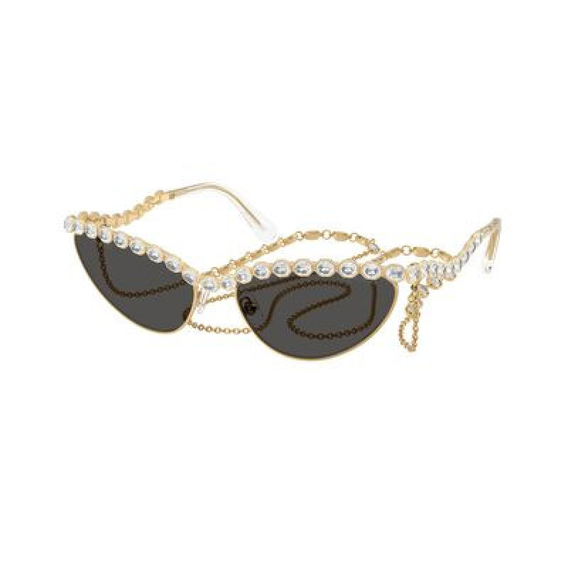 Sunglasses Swarovski SK 7030 403987 Gold / Dark Grey Polyamide Standard 59mm