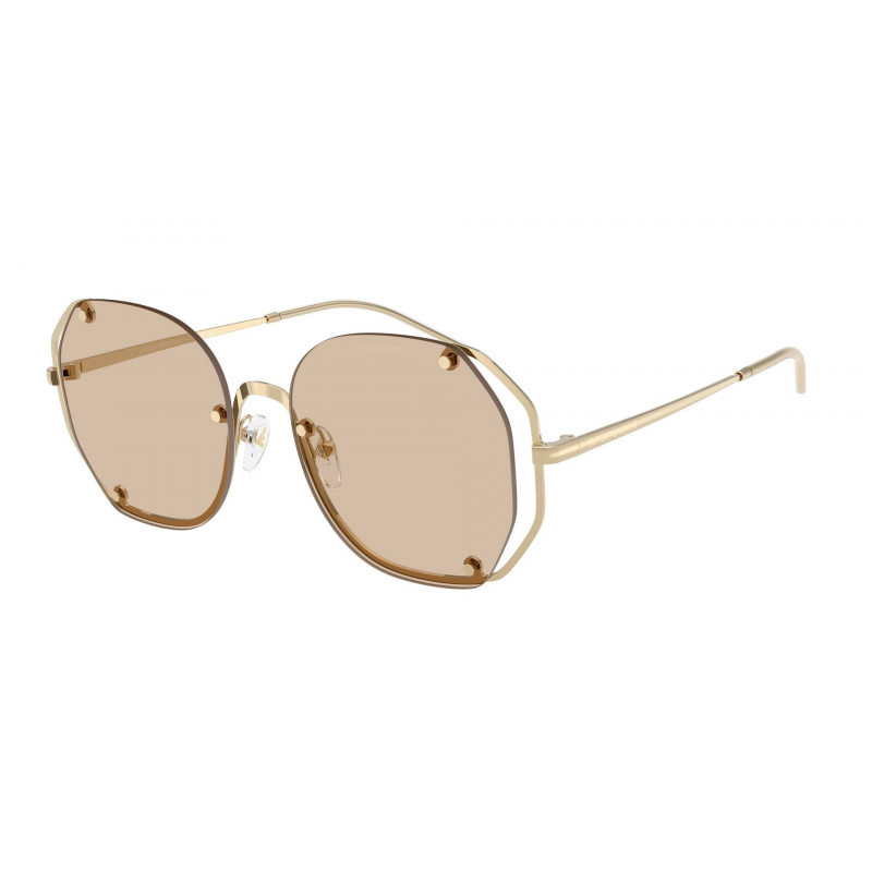 Sunglasses Emporio Armani EA 2168 301393 Shiny Pale Gold / Light Brown Polyamide Standard 54mm