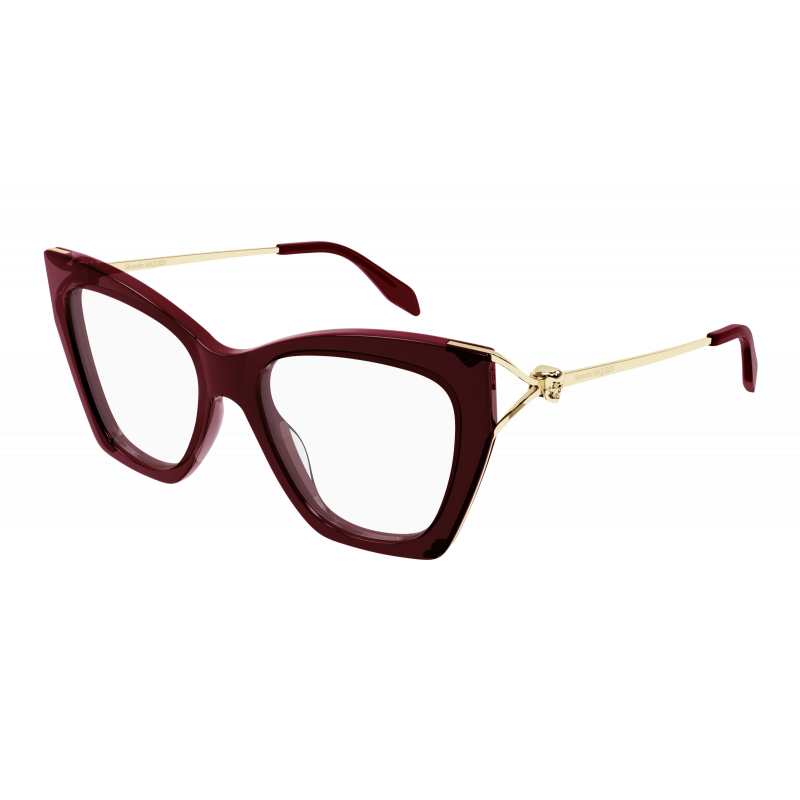Eyeglasses Alexander McQueen AM 0376 O- 003 Burgundy / Transparent Gold 51mm