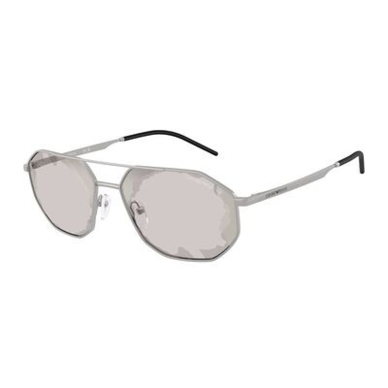 Sunglasses Emporio Armani EA 2147 30157F Matte Silver / Smoke Mirror Black Polyamide Standard 58mm