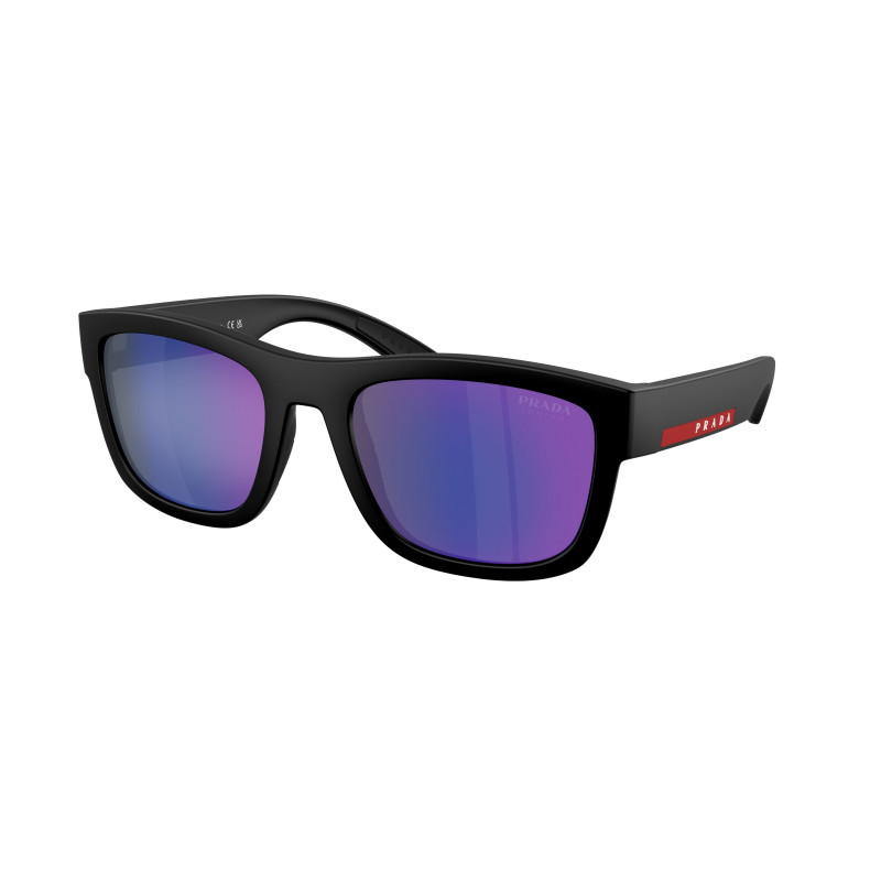 Sunglasses Prada Linea Rossa PS 1 ZS 1BO05U Matte Black / Dark Blue Mirror Violet Policarbonate Standard 53mm