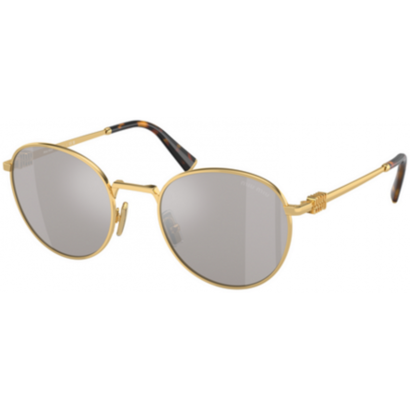 Sunglasses Miu MU 55 ZS 5AK07F Gold / Light Grey Mirror Silver Polyamide Standard