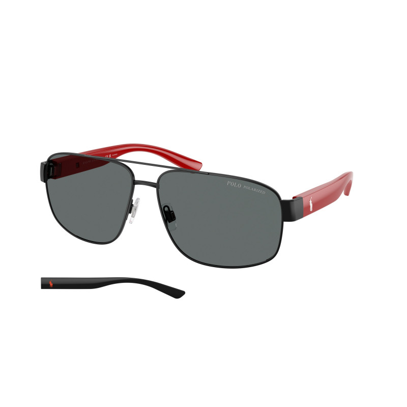 Sunglasses Polo PH 3156 922381 Semi Shiny Black / Polar Dark Grey Policarbonate Polarized 62mm