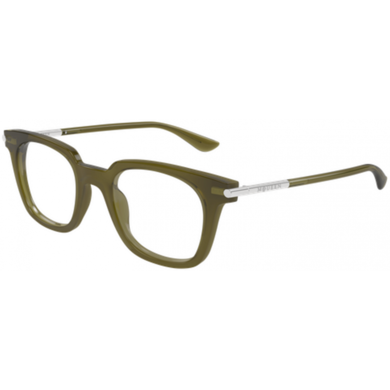 Eyeglasses Alexander McQueen AM 0521 O- 004 Green / Transparent Silver 48mm