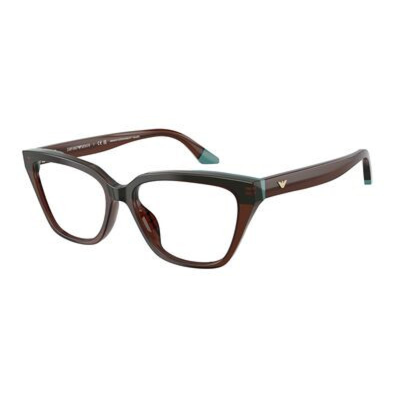 Eyeglasses Emporio Armani EA 3270 U 6318 Shiny Transparent Brown/Teal / Demo Lens 55mm