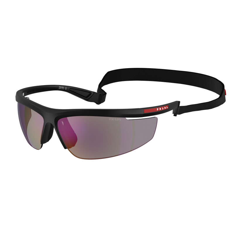 Sunglasses Prada Linea Rossa PS A 02 S 1BO10J Matte Black / Dark Blue Mirror Violet Polyamide Standard 96mm
