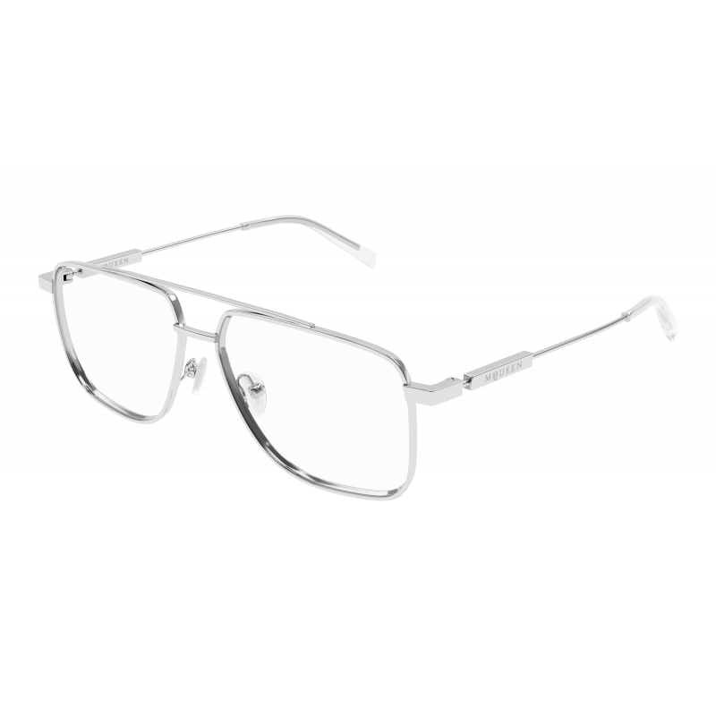 Eyeglasses Alexander McQueen AM 0480 O- 001 Silver / Transparent 57mm