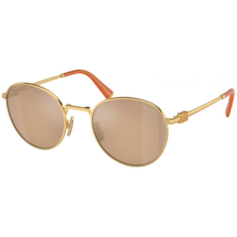 Sunglasses Miu MU 55 ZS 5AK40D Gold Light Orange Mirror Silve