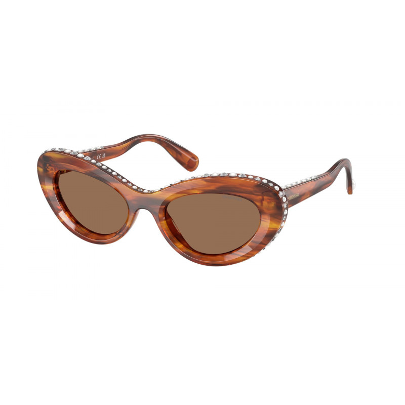 Sunglasses Swarovski SK 6061 U 109173 Striped Havana / Dark Brown Polyamide Standard 51mm