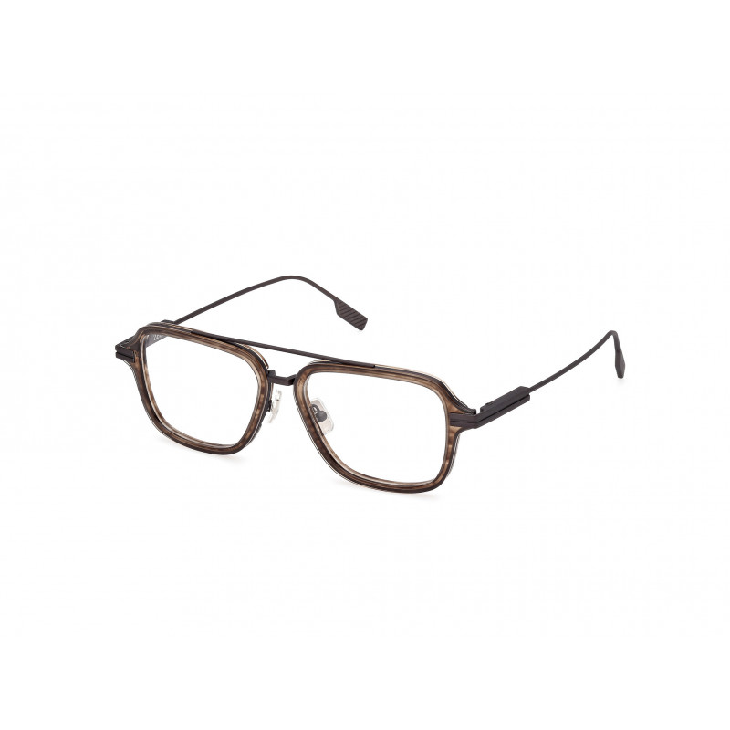 Eyeglasses Zegna EZ 5297 050 Light Brown/Striped / Matte Gunmetal 53mm