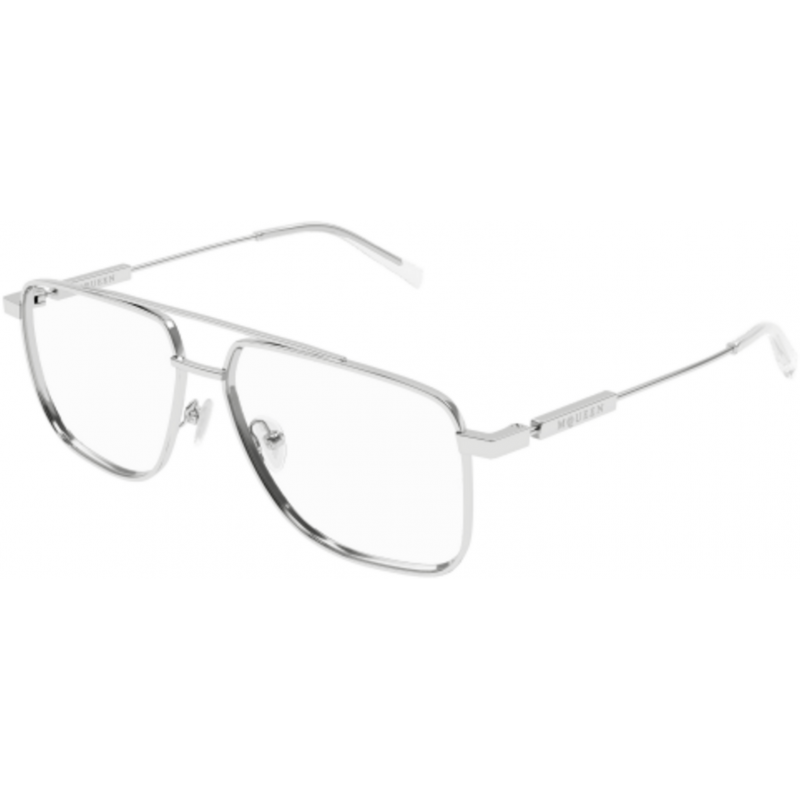 Eyeglasses Alexander McQueen AM 0480 O- 001 Silver / Transparent 57mm