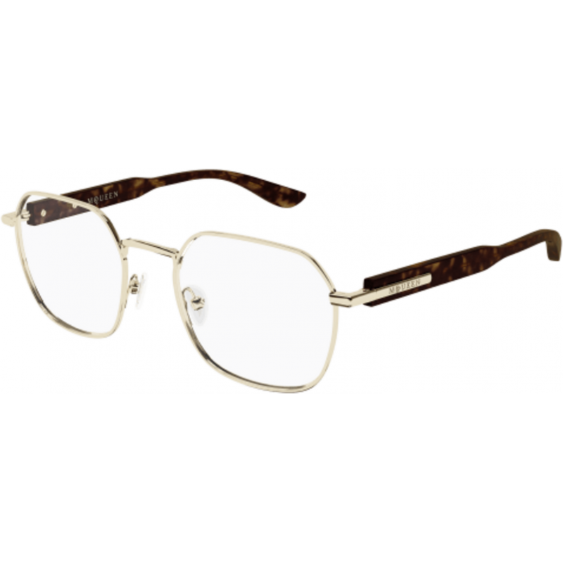 Eyeglasses Alexander McQueen AM 0499 O- 003 Gold / Transparent Havana 52mm