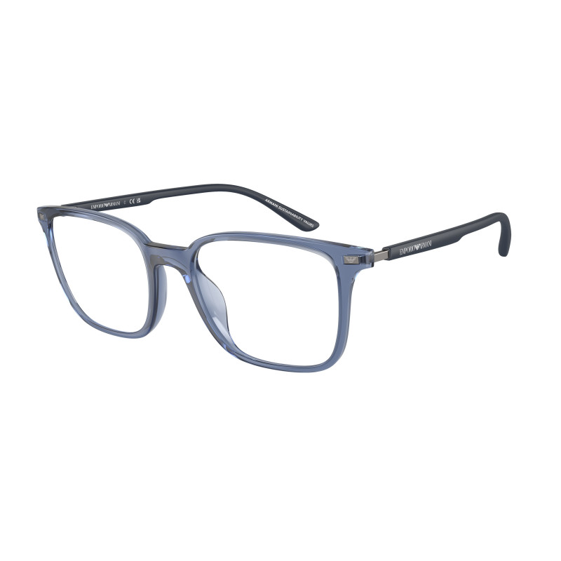 Eyeglasses Emporio Armani EA 3242 U 6108 Shiny Transparent Blue 52mm