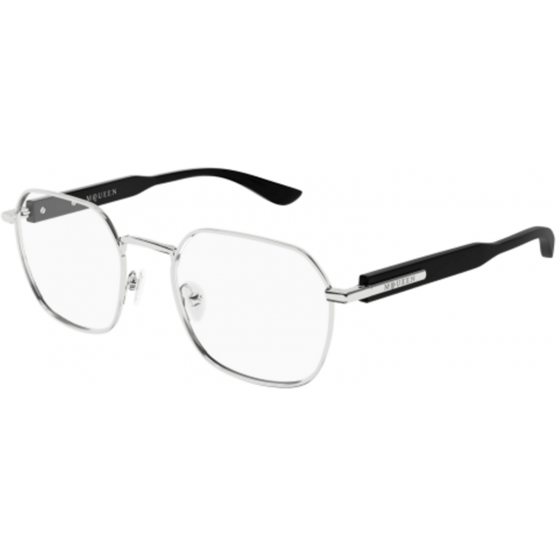 Eyeglasses Alexander McQueen AM 0499 O- 001 Silver / Transparent Black 52mm