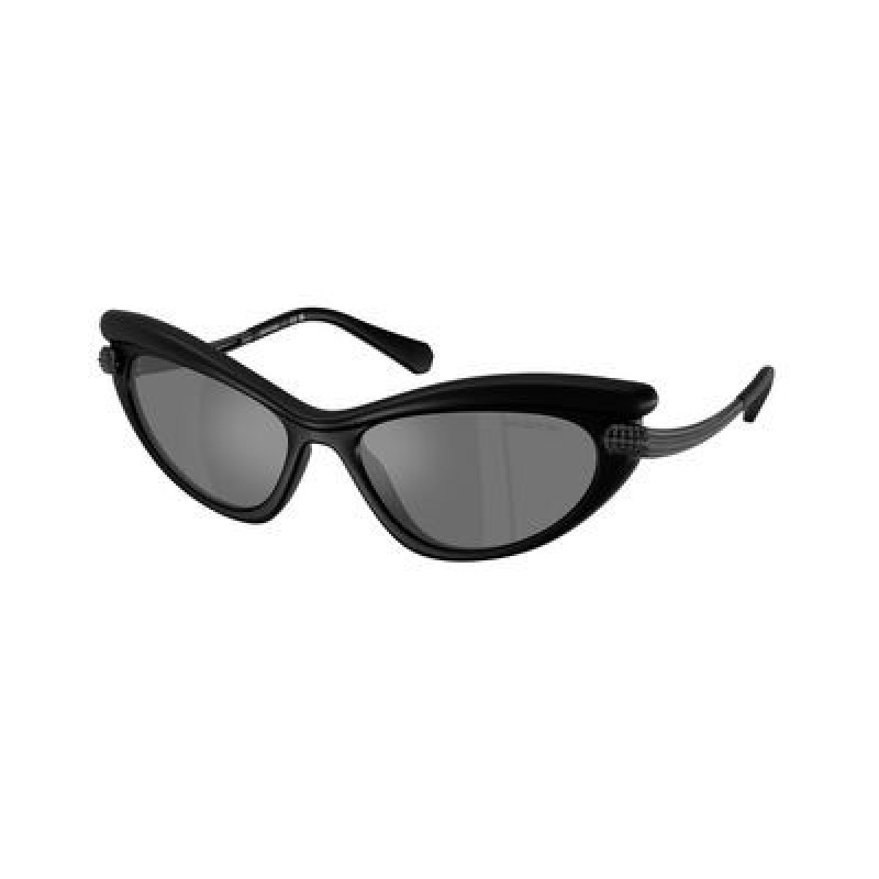 Sunglasses Swarovski SK 6038 10396G Matte Black / Grey Mirror Polyamide Standard 56mm