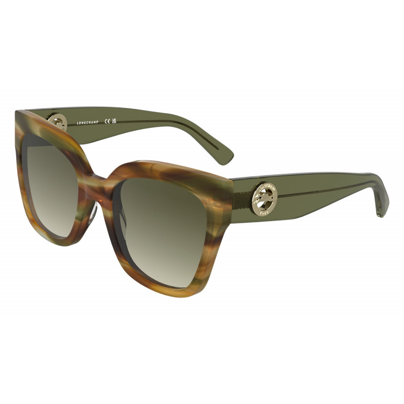 Sunglasses LONGCHAMP LO 717 S 324 Striped Khaki Brown Havana 55mm