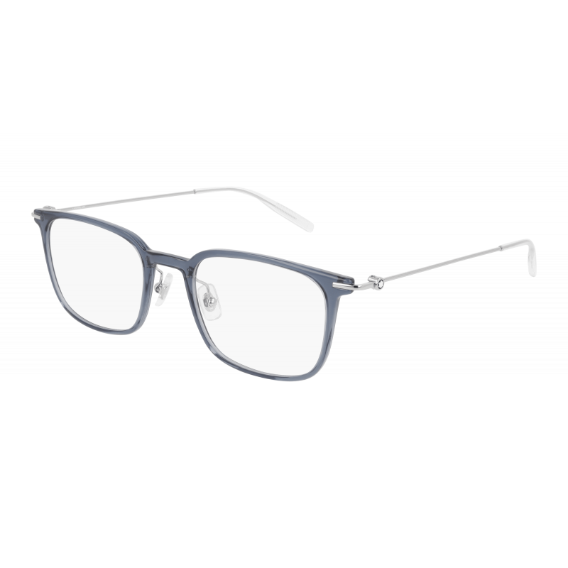 Eyeglasses Montblanc MB 0100 O- 004 Blue / Transparent Silver 52mm