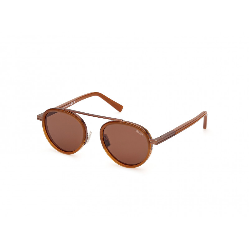 Sunglasses Zegna EZ 0242 45E Shiny Light Brown / 51mm