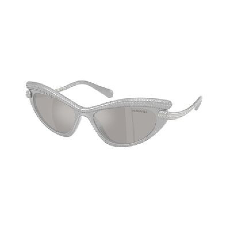Sunglasses Swarovski SK 6038 10596G Silver / Light Grey Mirror Polyamide Standard 56mm