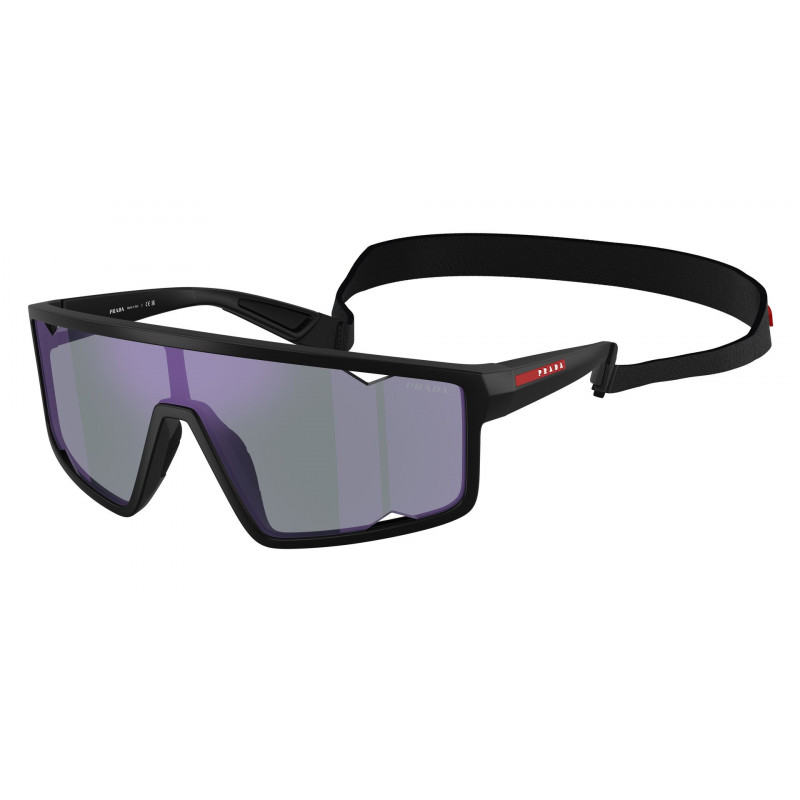 Sunglasses Prada Linea Rossa PS A 03 S 1BO10J Matte Black / Dark Blue Mirror Violet Polyamide Standard 41mm