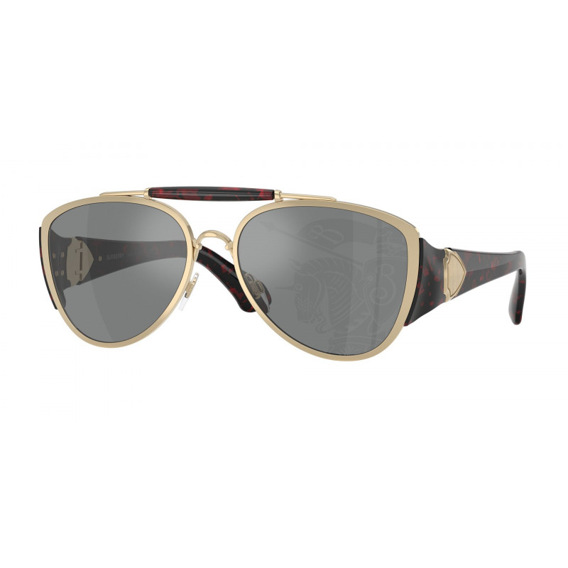 Sunglasses Burberry BE 3161 1109AI Light Gold / Dark Grey Tampo Silver Polyamide Standard 60mm