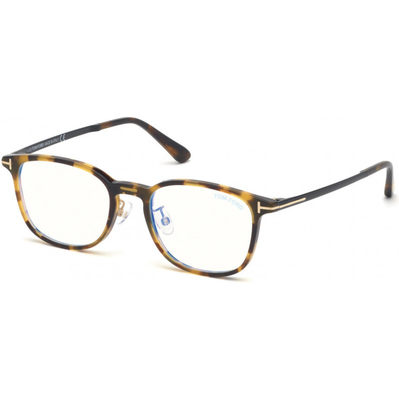 Eyeglasses Tom Ford FT 5594 -D-B Asian fit 056 Shiny Vintage Havana Black Rose Gold/ Blue Block Lenses 52mm