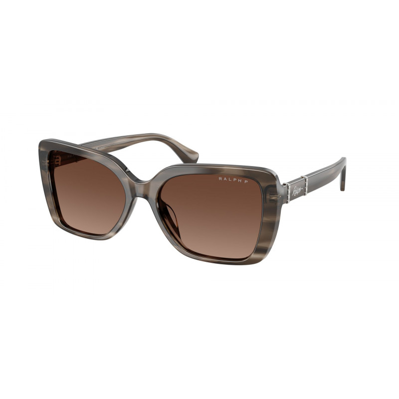 Sunglasses Ralph RA 5356 U 6383T5 Grey And Crystal Striped / Gradient Brown Polar Cr39 Polarized 55mm