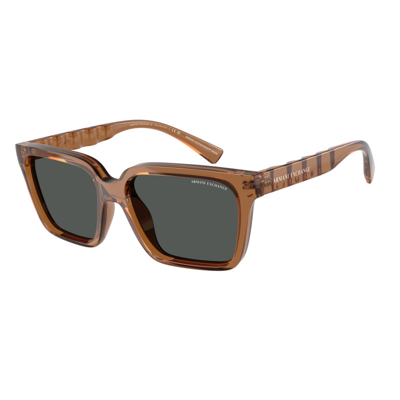 Sunglasses Armani Exchange AX 4147 S 835887 Shiny Transparent Brown / Dark Grey Polyamide Standard 56mm