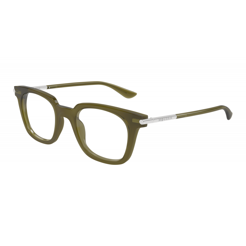 Eyeglasses Alexander McQueen AM 0521 O- 004 Green / Transparent Silver 48mm