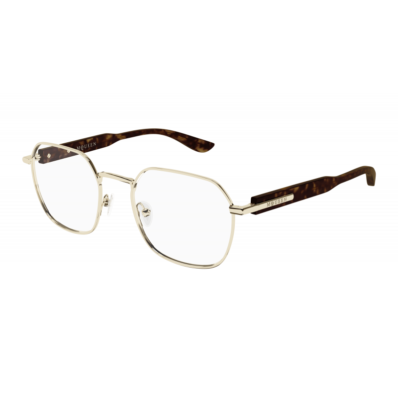 Eyeglasses Alexander McQueen AM 0499 O- 003 Gold / Transparent Havana 52mm