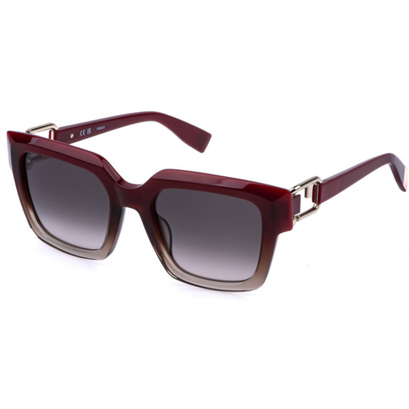 Sunglasses Furla SFU 981 0ah7 Bordeaux Grad. Brown