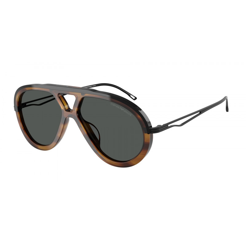 Sunglasses Emporio Armani EA 4242 U 621287 Shiny Striped Brown / Dark Grey Polyamide Standard 56mm